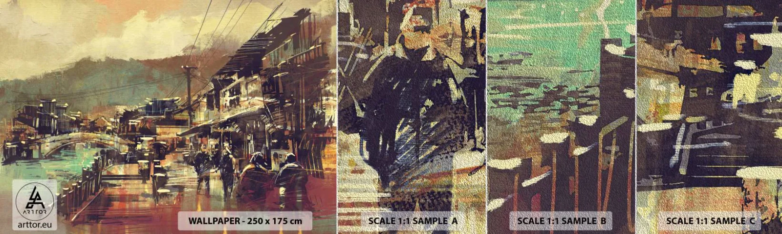 Échantillon de Papier Peint Premium Sand - La vie comme une richesse de gris - Paysage, Chine, Architecture - 100x30 cm