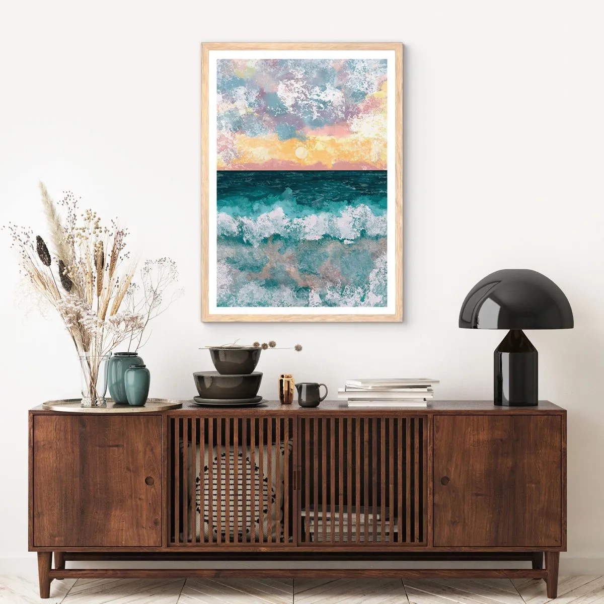 Affiche dans un chêne clair - Poster - Eau, lumière, air - 40x50 cm