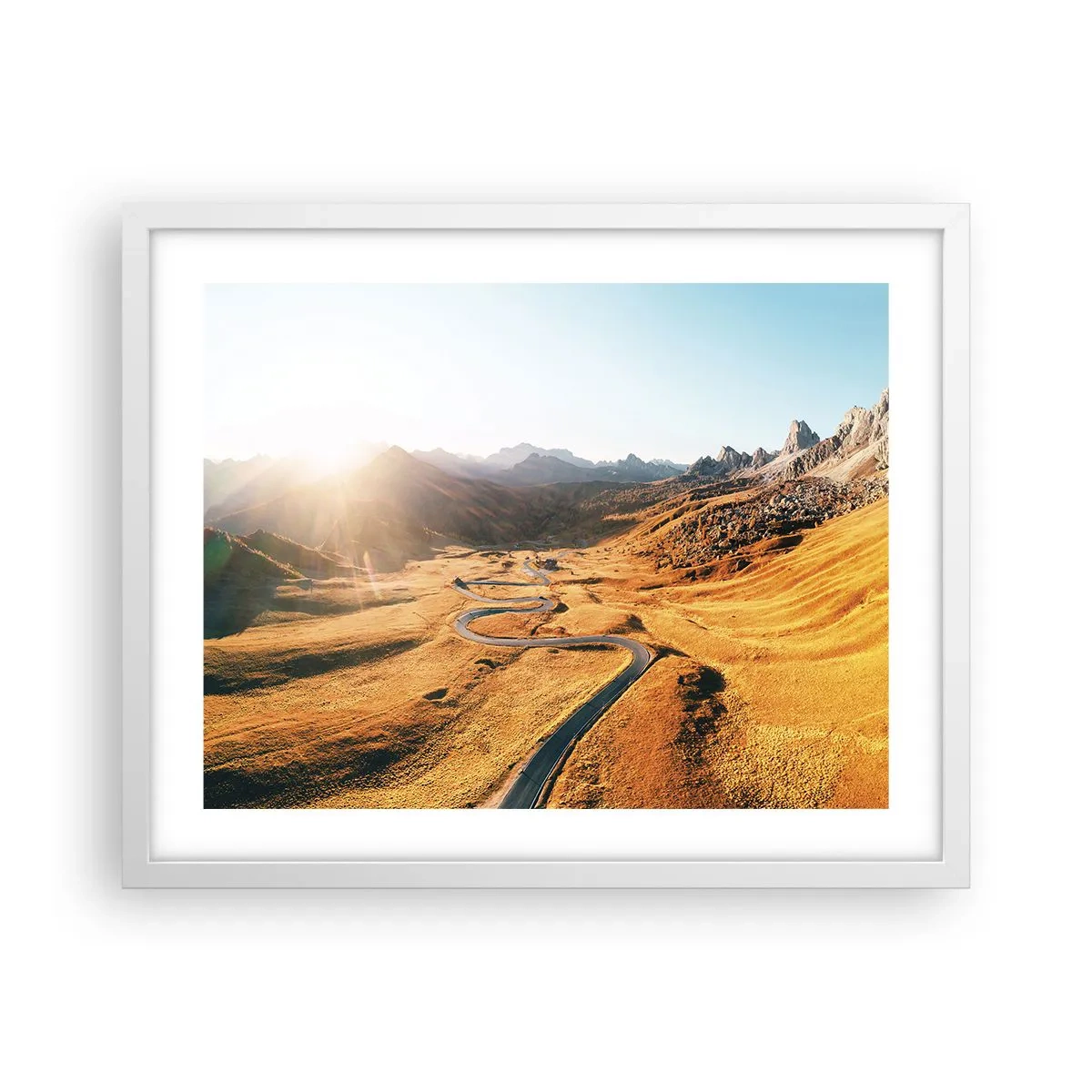 Affiche dans un cadre blanc - Poster - Dans une vallée dorée - 50x40 cm