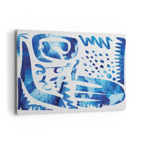 Impression sur toile - Image sur toile - Motif abstrait dans les tons de bleu - 100x70cm - Retour aux racines - Décoration murale moderne pour le salon et la chambre ARTTOR