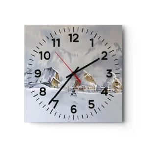 Horloge murale - Pendule murale - Dans une vallée enneigée - 40x40 cm