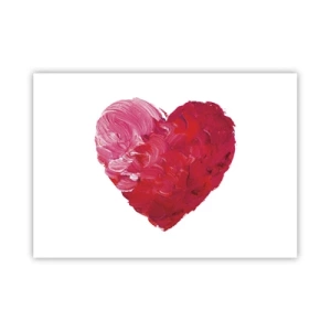 Affiche - Poster - Un cœur rose et rouge peint au pinceau - 100x70cm - All you need is love - Décoration murale moderne pour le salon et la chambre ARTTOR
