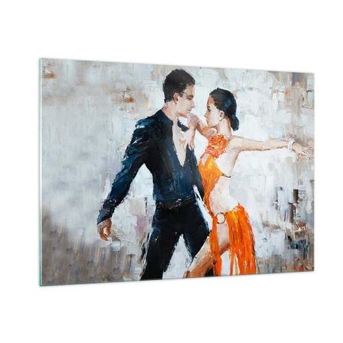 Impression sur verre - Image sur verre - Un couple dansant dans une pose dynamique sur un fond de style impressionniste - 100x70cm - Dirty dancing - Décoration murale moderne pour le salon et la chambre ARTTOR