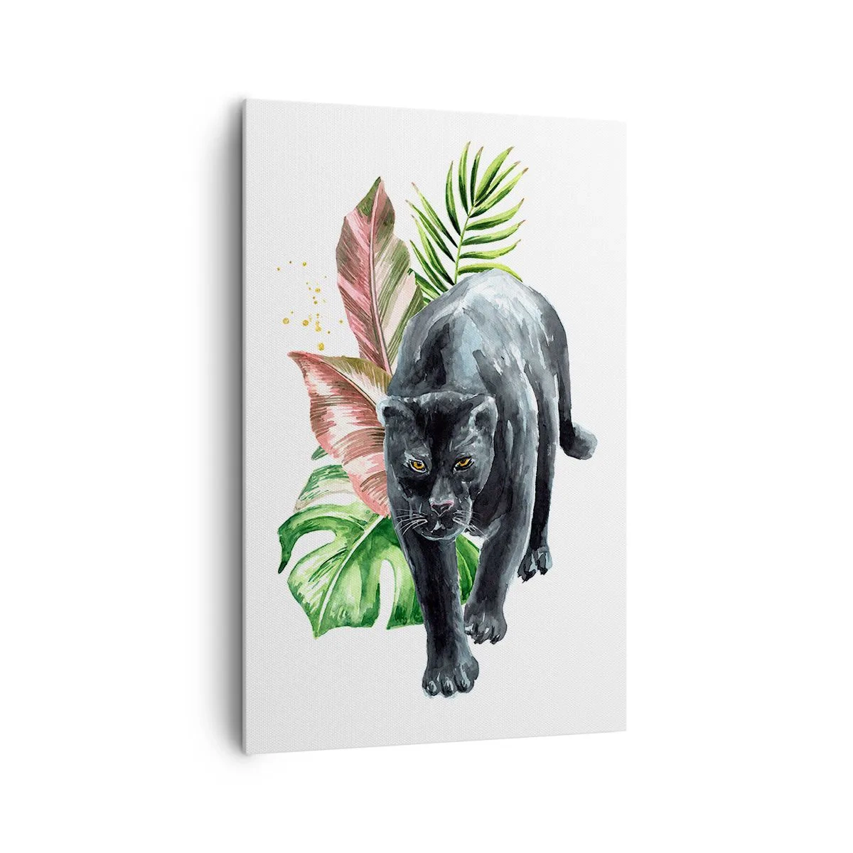 Impression sur toile - Image sur toile - Panthère noire entourée de feuilles tropicales - 80x120cm - Sauvagerie du coeur - Décoration murale moderne pour le salon et la chambre ARTTOR