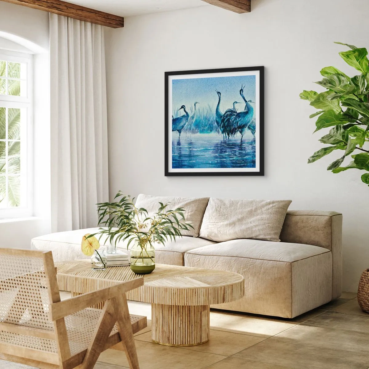 Affiche dans un cadre noir - Poster - Réunion matinale - 30x30 cm