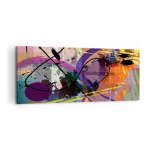 Impression sur toile - Image sur toile - Un motif abstrait coloré avec des lignes et des formes dynamiques. - 120x50cm - Vous pouvez aller tout droit ou autour - Décoration murale moderne pour le salon et la chambre ARTTOR