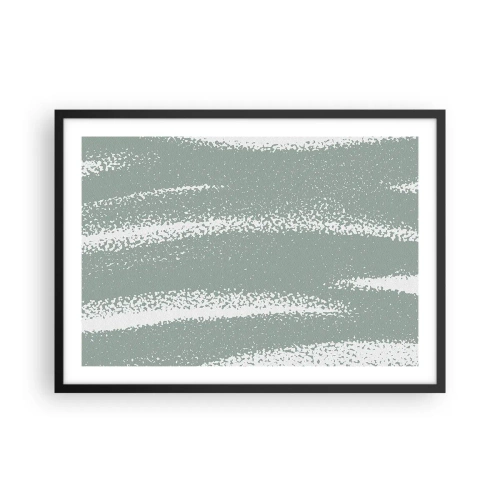 Affiche dans un cadre noir - Poster - Vagues d'hiver dans les tons menthe et blanc - 70x50cm - Abstraction dans un climat hivernal - Décoration murale moderne pour le salon et la chambre ARTTOR