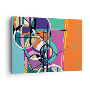 Impression sur toile - Image sur toile - Abstraction colorée avec des cercles géométriques - 70x50cm - Roues sur roues - Décoration murale moderne pour le salon et la chambre ARTTOR