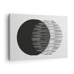 Impression sur toile - Image sur toile - Deux cercles superposés avec des lignes noires et blanches - 70x50cm - Son alter ego - Décoration murale moderne pour le salon et la chambre ARTTOR