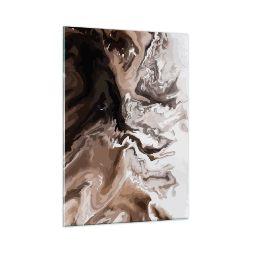 Impression sur verre - Image sur verre - Motif abstrait dans des tons sombres de marron et de blanc - 50x70cm - Contraste de couleur - Décoration murale moderne pour le salon et la chambre ARTTOR