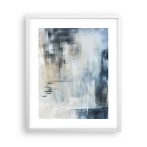 Affiche dans un cadre blanc - Poster - Derrière le rideau bleu - 40x50 cm