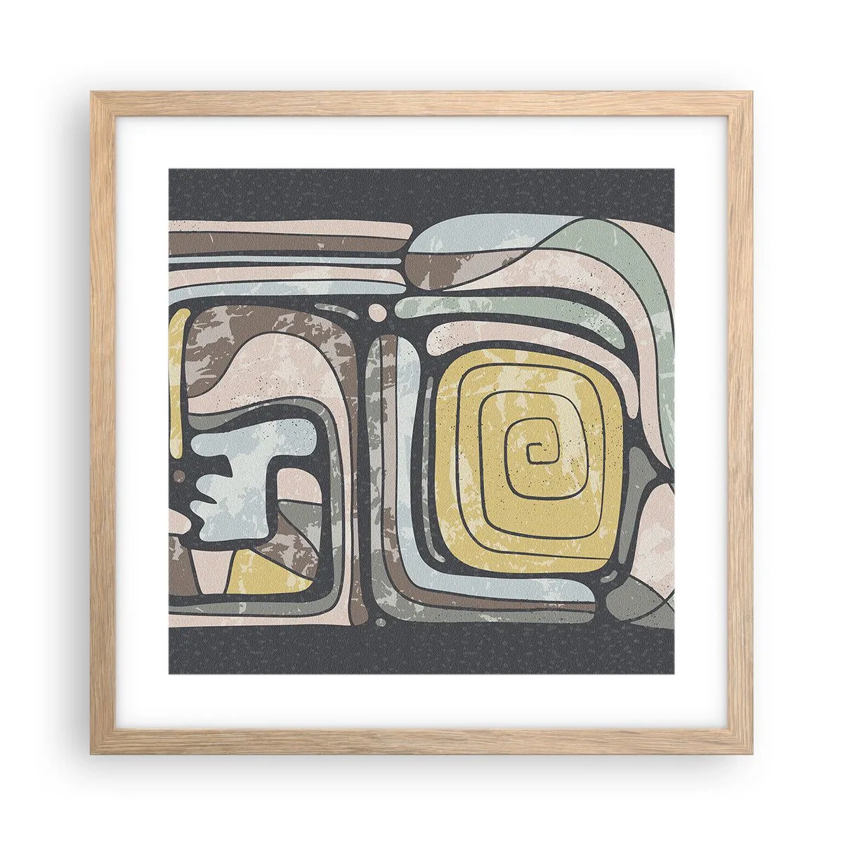 Affiche dans un chêne clair - Poster - L'abstraction dans l'esprit précolombien - 40x40 cm