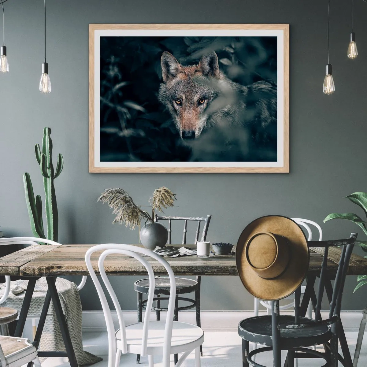 Affiche dans un chêne clair - Poster - Chasseur - 50x40 cm