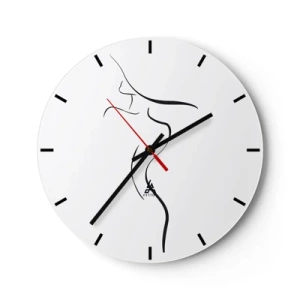 Horloge murale - Pendule murale - Contour minimaliste d'un corps féminin sur fond blanc - 30x30cm - Insaisissable comme une vague - Décoration murale moderne pour le salon, la cuisine et la chambre ARTTOR