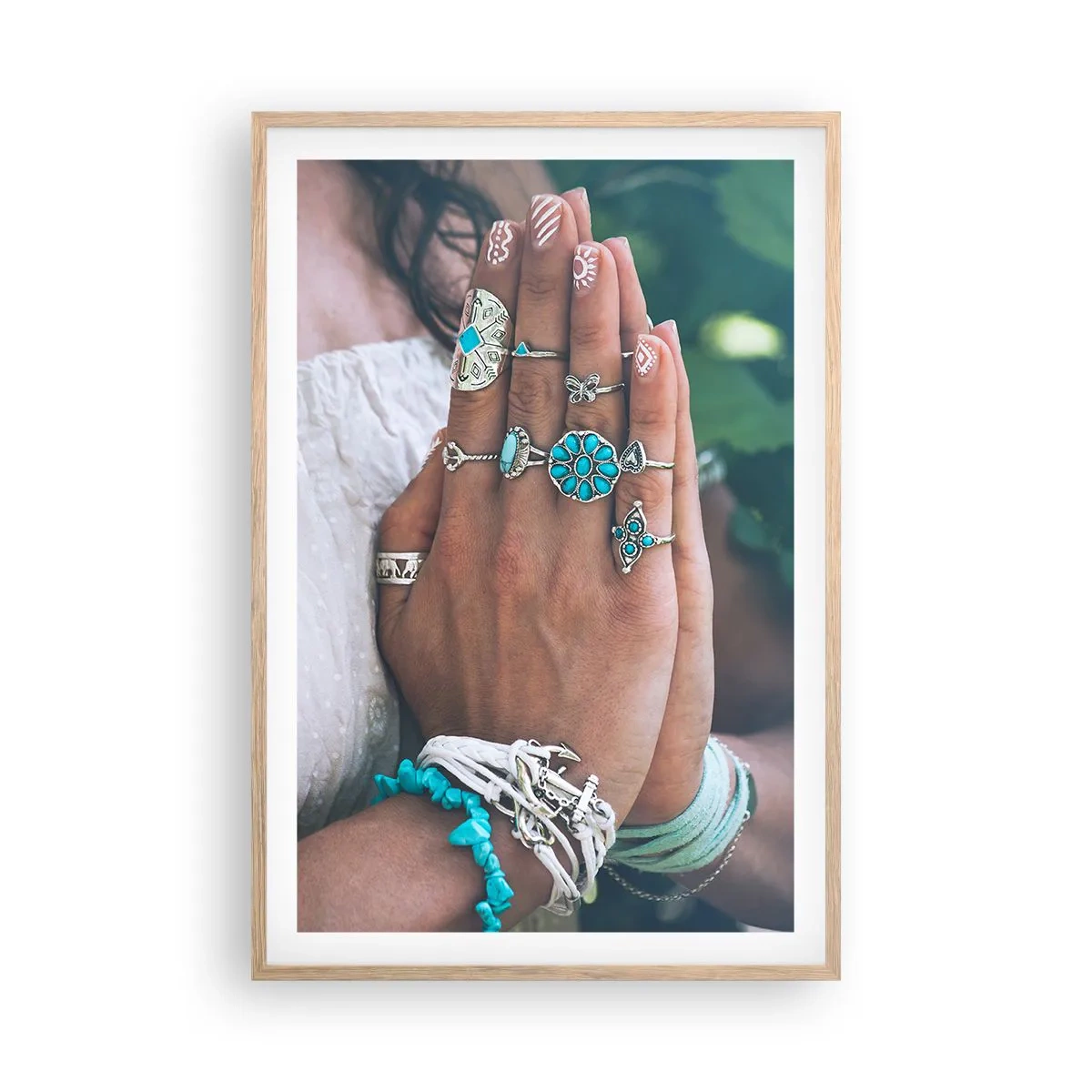 Affiche dans un chêne clair - Poster - Bienvenue au centre du bien-être - 61x91 cm