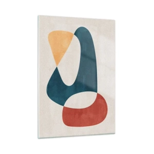 Impression sur verre - Image sur verre - Abstraction minimaliste dans les tons de rouge et de bleu marine - 50x70cm - Influences et métamorphoses - Décoration murale moderne pour le salon et la chambre ARTTOR