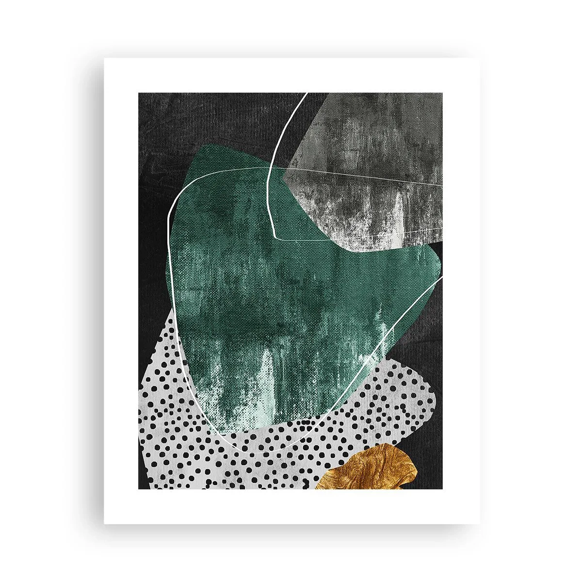 Affiche - Poster - Abstraction colorée avec feuille d'or - 40x50 cm