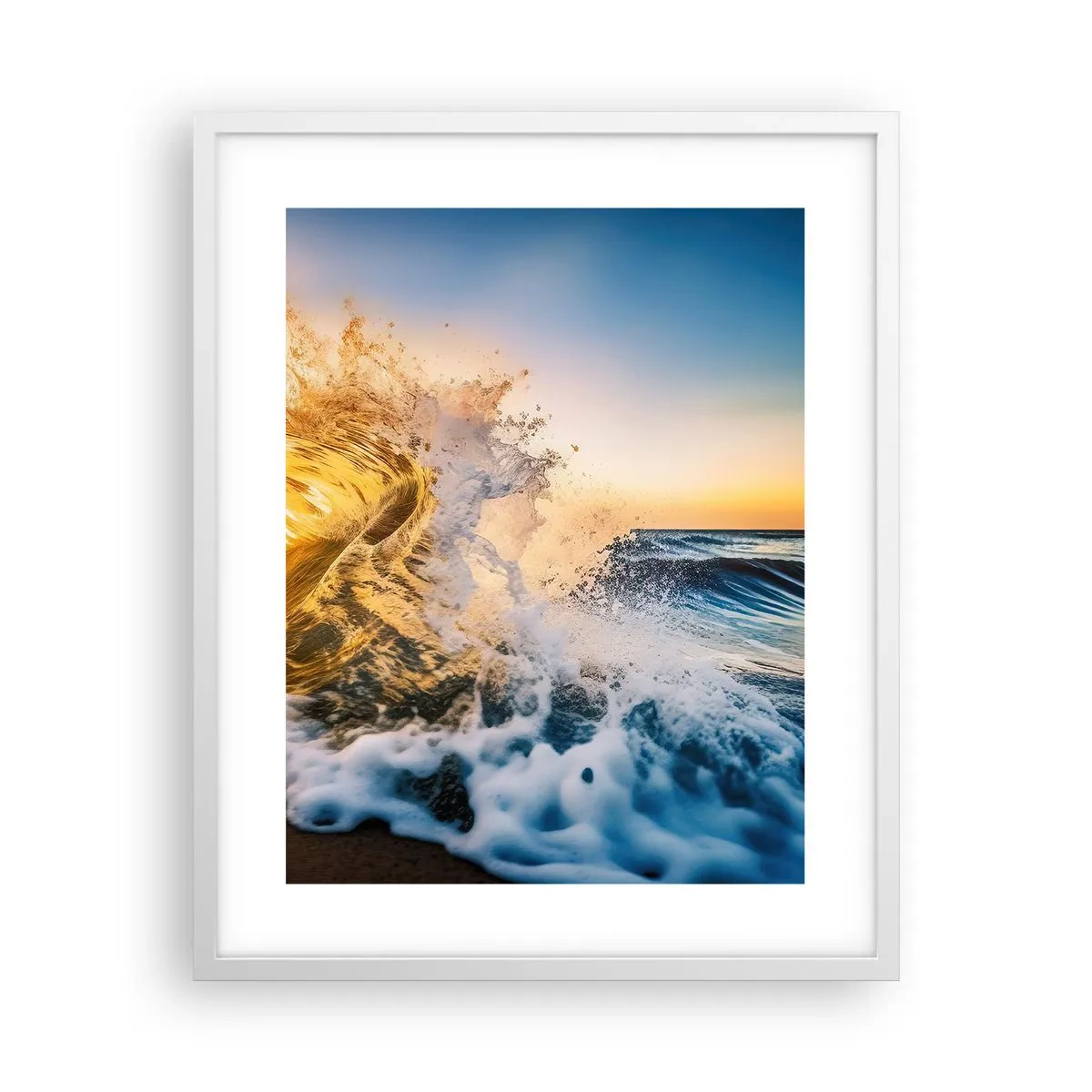 Affiche dans un cadre blanc - Poster - S'amuser dans le sable - 40x50 cm