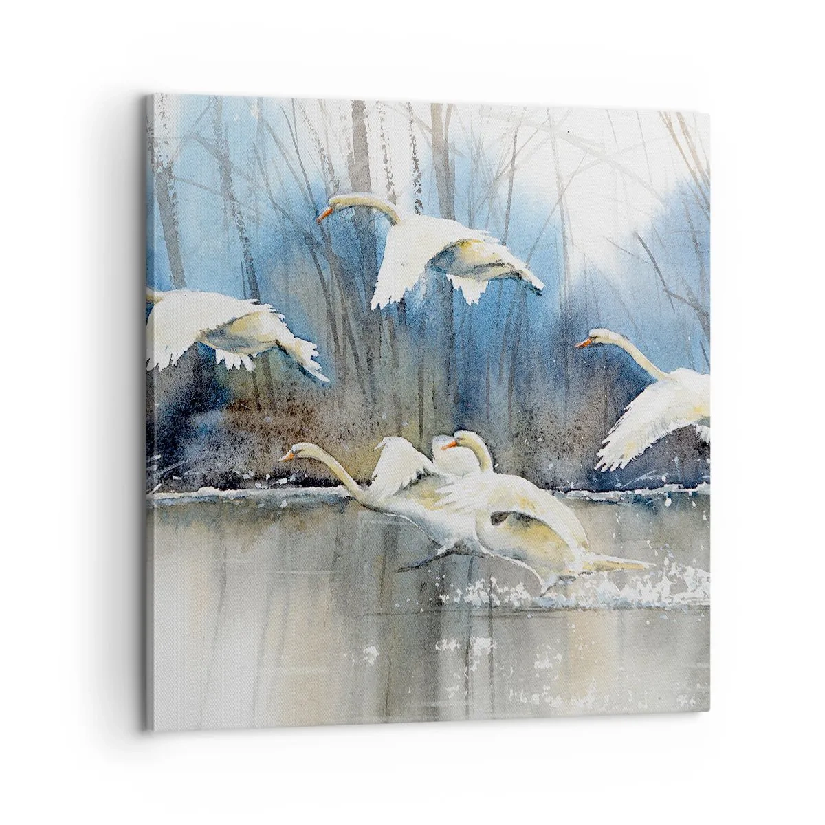 Impression sur toile - Image sur toile - Comme dans un conte de fées sur les cygnes sauvages - 60x60 cm