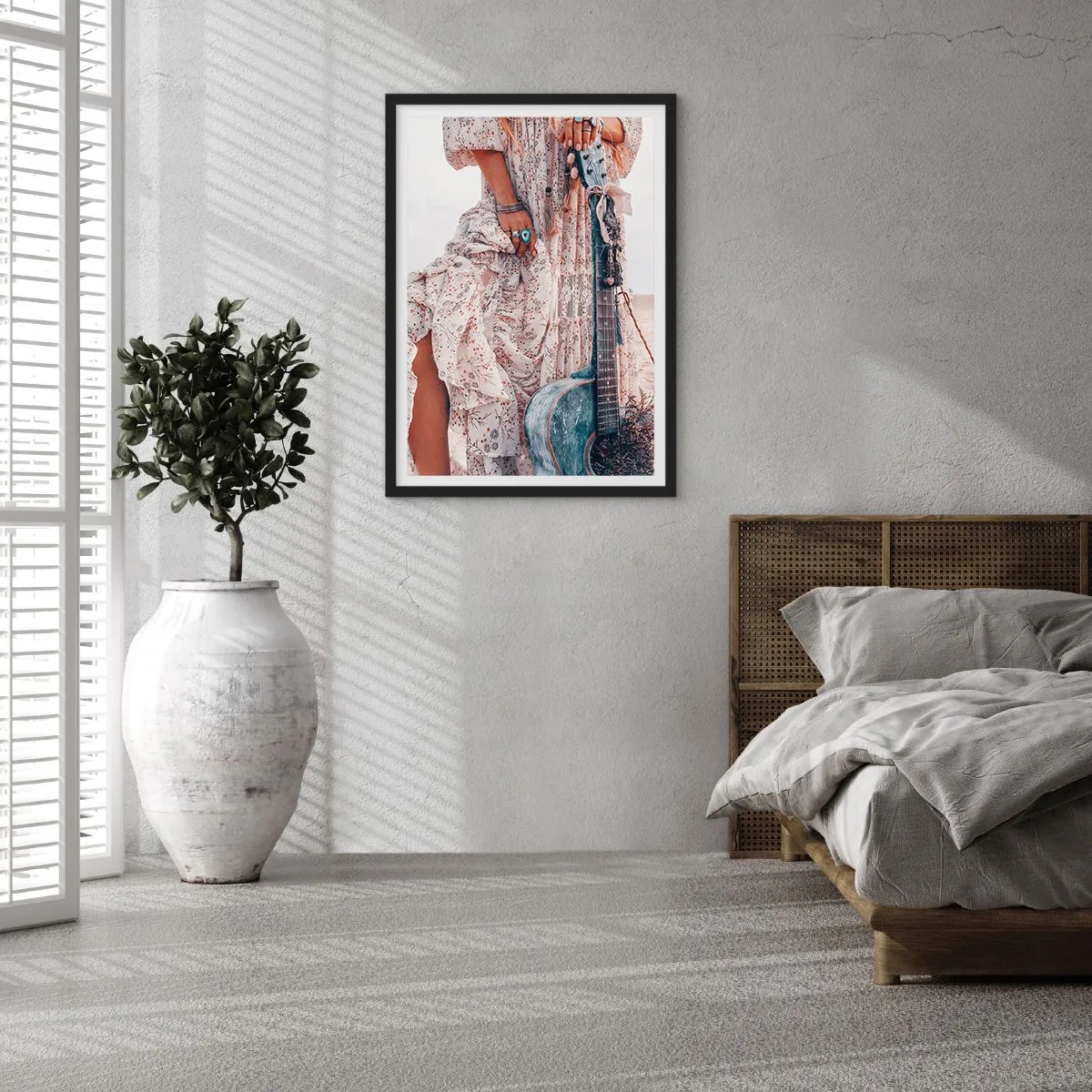 Affiche dans un cadre noir - Poster - Enfant de fleur en route - 61x91 cm