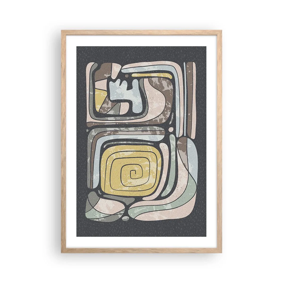 Affiche dans un chêne clair - Poster - L'abstraction dans l'esprit précolombien - 50x70 cm