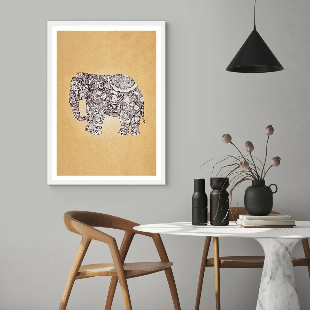 Affiche dans un cadre blanc - Poster - L'éléphant s'est apprêté - 50x70 cm