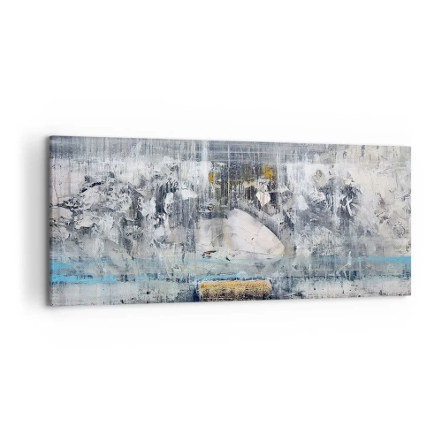 Impression sur toile - Image sur toile - Composition abstraite aux tons froids - 120x50cm - Comme sur la glace, comme après décembre - Décoration murale moderne pour le salon et la chambre ARTTOR