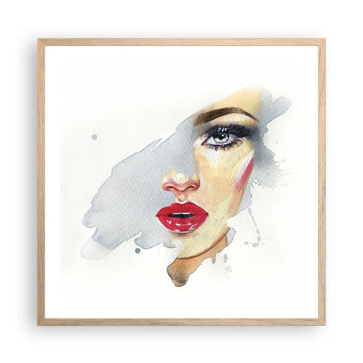 Affiche dans un chêne clair - Poster - Reflet dans une goutte d'eau - 60x60 cm