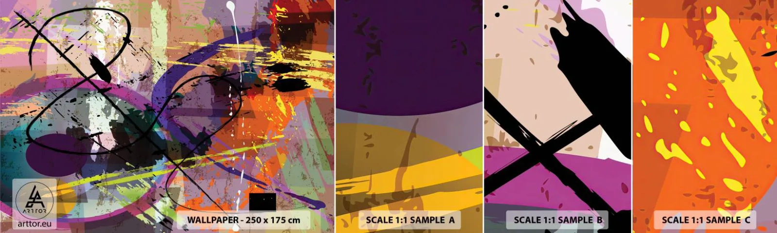 Échantillon de Papier Peint Autocollant Deluxe Sticker - Vous pouvez aller tout droit ou autour - Abstraction, Morceau, Modèle moderne - 100x30 cm