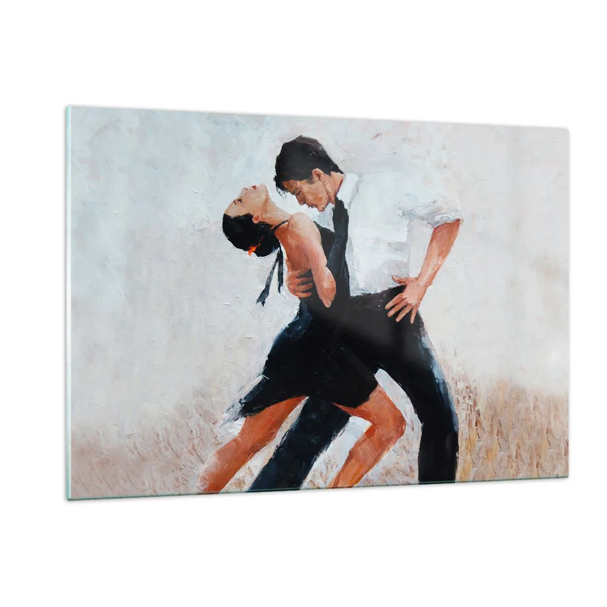 Impression sur verre - Image sur verre - Un couple dansant le tango dans une pose dynamique - 120x80cm - Tango de mes rêves et pensées - Décoration murale moderne pour le salon et la chambre ARTTOR