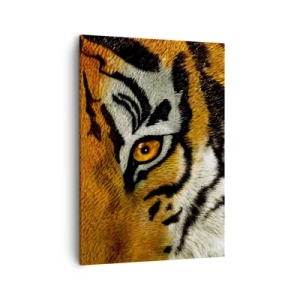 Impression sur toile - Image sur toile - Portrait en gros plan d'un tigre au regard intense - 50x70cm - Terrible et beau - Décoration murale moderne pour le salon et la chambre ARTTOR