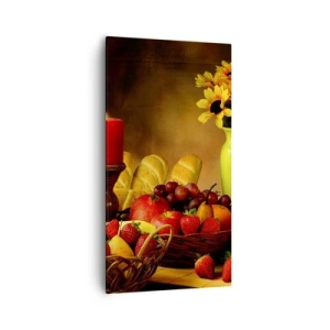 Impression sur toile - Image sur toile - Nature morte de pain et de fruits - 55x100 cm