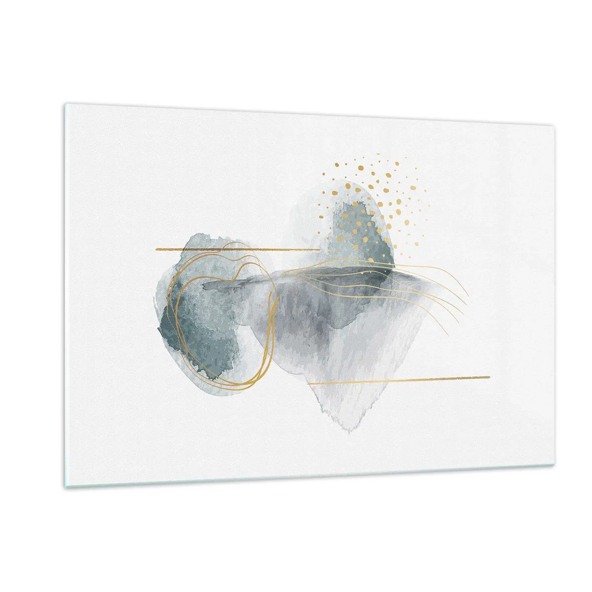 Impression sur verre - Image sur verre - Une composition abstraite de gris avec des accents dorés - 120x80cm - À propos de la relation entre le gris et l'or - Décoration murale moderne pour le salon et la chambre ARTTOR