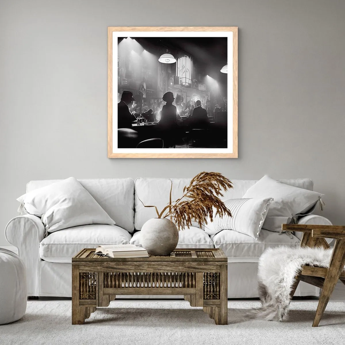 Affiche dans un chêne clair - Poster - Dans une ambiance jazz - 50x50 cm