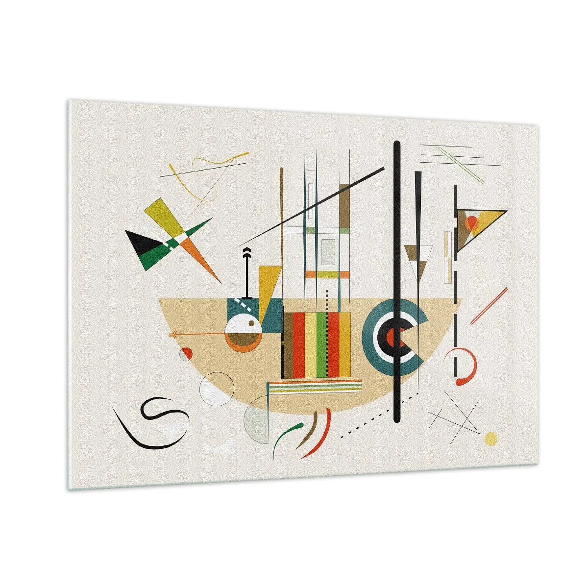 Impression sur verre - Image sur verre - Abstraction géométrique colorée sur fond clair - 100x70cm - Et le monde s’amuse - Décoration murale moderne pour le salon et la chambre ARTTOR