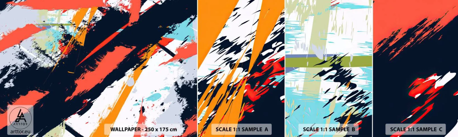 Échantillon De Papier Peint Standard Eco - Composition dynamique - Abstraction, Graffiti, Morceau - 100x30 cm