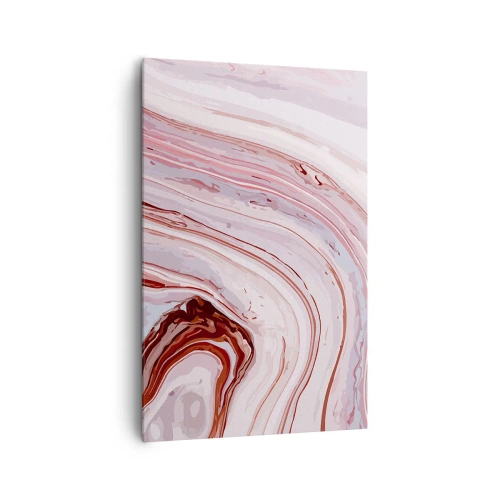 Impression sur toile - Image sur toile - Motif abstrait en rose et blanc - 80x120cm - Tout droit, puis tout en bas - Décoration murale moderne pour le salon et la chambre ARTTOR