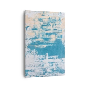 Impression sur toile - Image sur toile - Composition abstraite dans les tons de bleu et de blanc - 80x120cm - À travers un iceberg - Décoration murale moderne pour le salon et la chambre ARTTOR