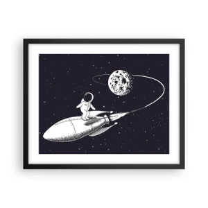 Affiche dans un cadre noir - Poster - Surfeur de l'espace - 50x40 cm