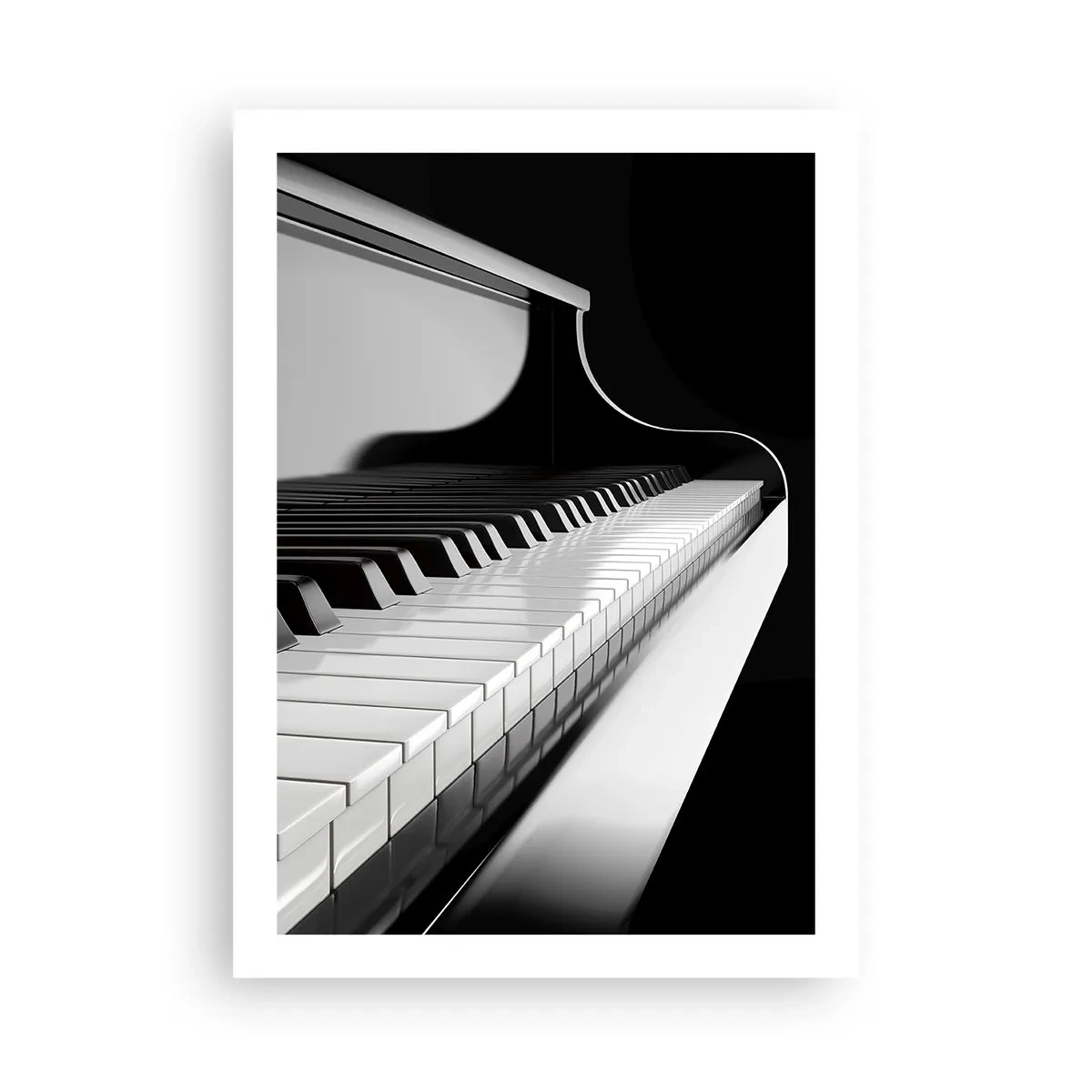 Affiche - Poster - Gros plan noir et blanc d'un clavier de piano - 50x70cm - Harmonie des formes et des couleurs - Décoration murale moderne pour le salon et la chambre ARTTOR