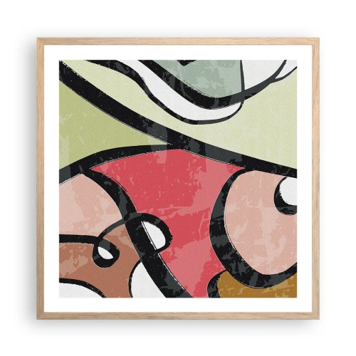 Affiche dans un chêne clair - Poster - Pirouettes parmi les couleurs - 60x60 cm