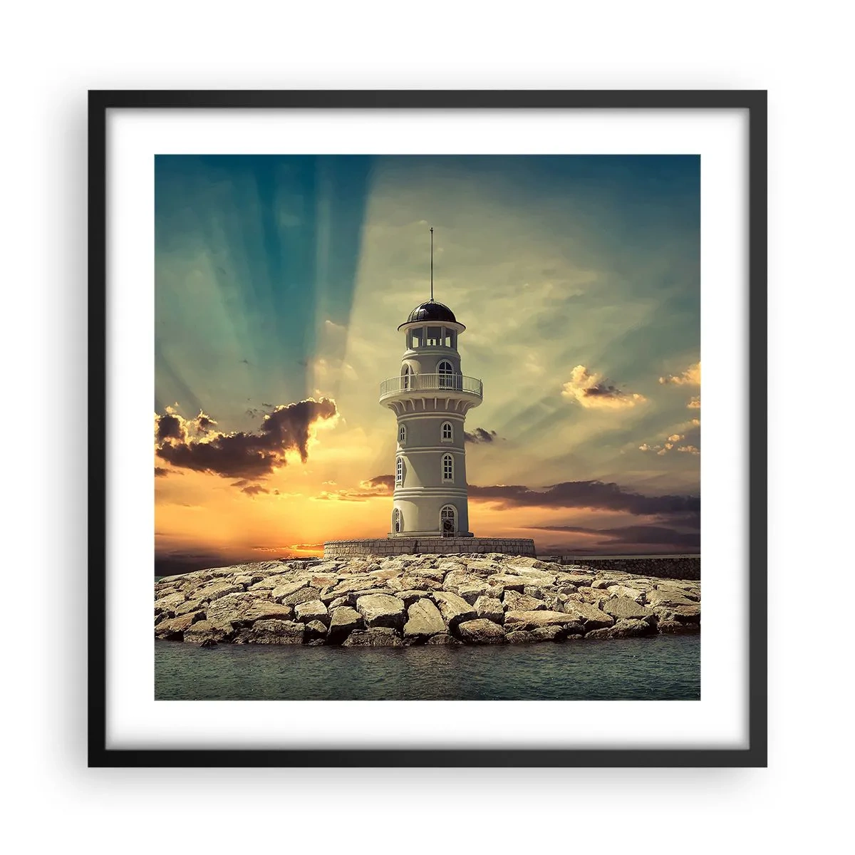 Affiche dans un cadre noir - Poster - Lumière - Bonté - Beauté - 50x50 cm