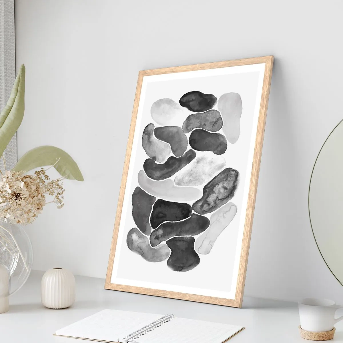 Affiche dans un chêne clair - Poster - Abstraction rocheuse - 40x50 cm
