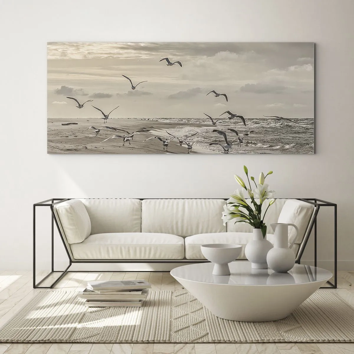 Impression sur verre - Image sur verre - Le bruit de la mer, le chant des oiseaux - 100x40 cm