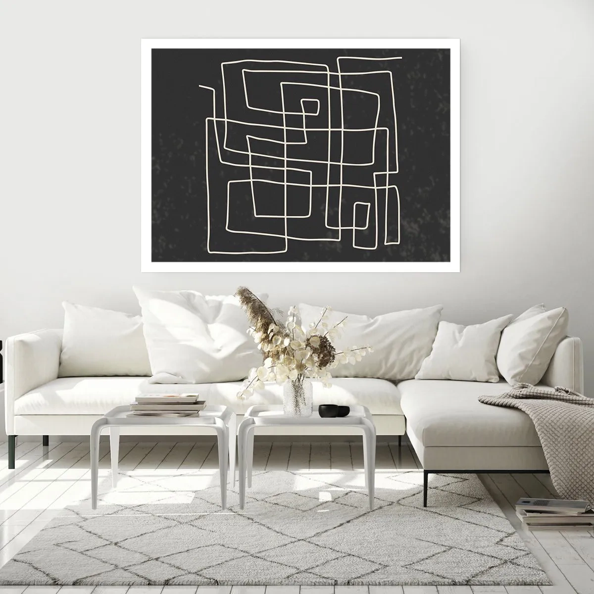 Affiche - Poster - Motif géométrique abstrait sur fond sombre - 100x70cm - Pas aussi simple - Décoration murale moderne pour le salon et la chambre ARTTOR