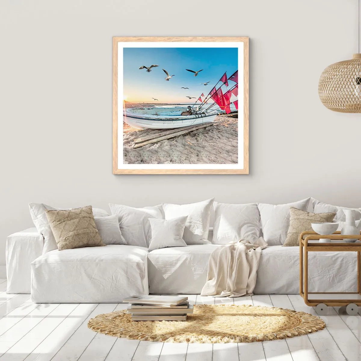 Affiche dans un chêne clair - Poster - Repos mérité - 40x40 cm