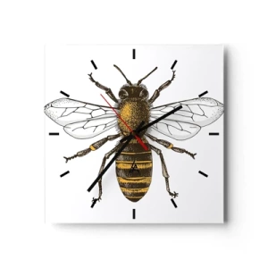 Horloge murale - Pendule murale - Illustration détaillée d'une abeille sur fond blanc - 30x30cm - Belle et bonne - Décoration murale moderne pour le salon et la chambre ARTTOR