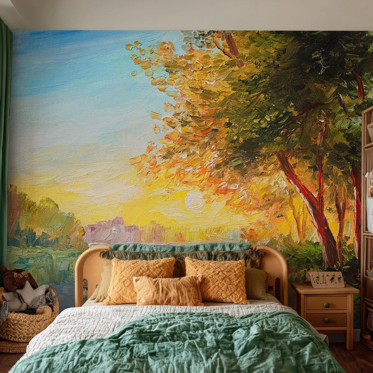 Papier Peint Photo Premium Sand - Un paysage pittoresque avec une rivière - 100x70cm - Et in Arcadia ego - Décoration murale moderne pour le salon et la chambre ARTTOR