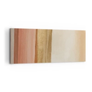 Impression sur toile - Image sur toile - Rayures abstraites dans les tons beige, or et rose sur toile - 120x50cm - Composition verticale - Décoration murale moderne pour le salon et la chambre ARTTOR