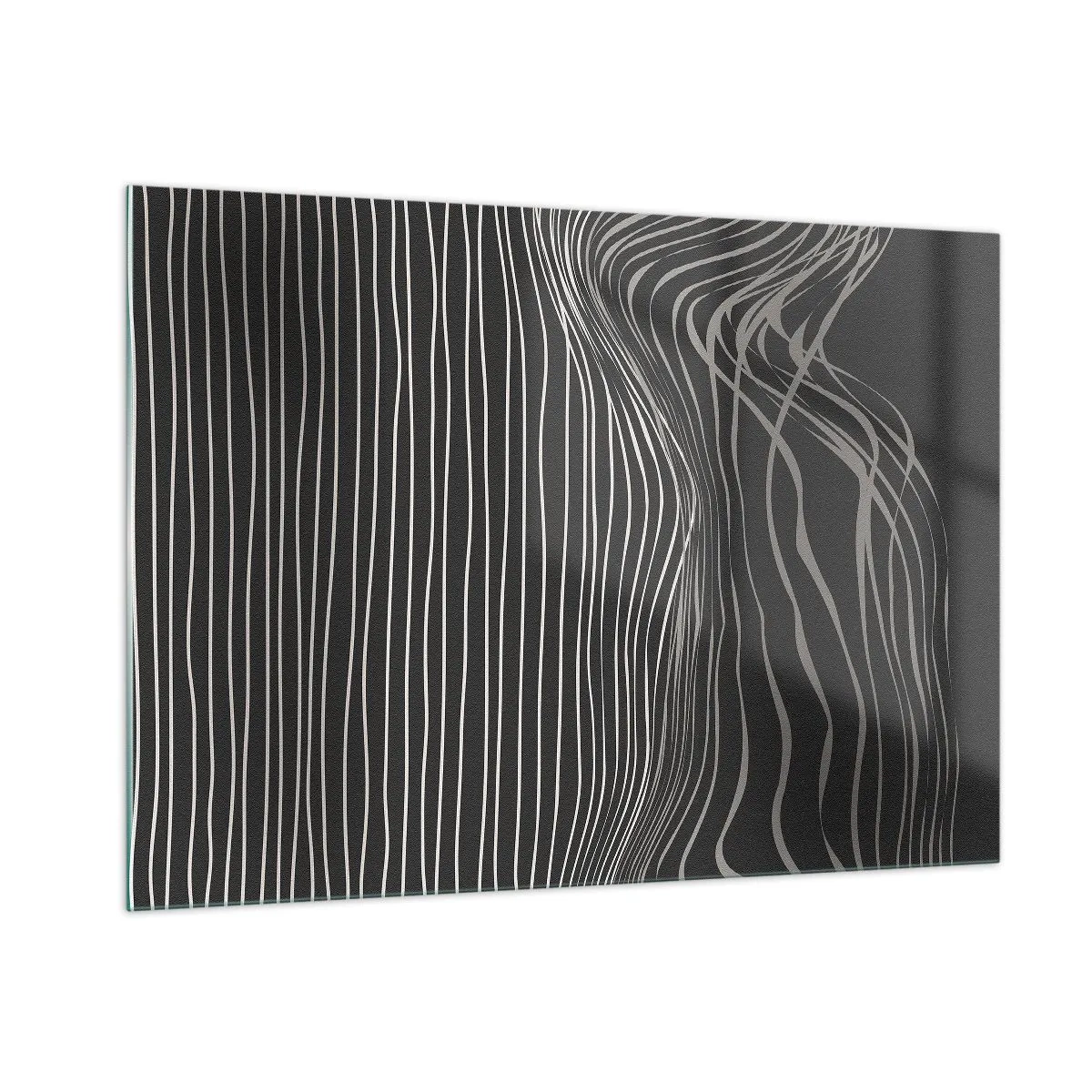 Impression sur verre - Image sur verre - Lignes délicates dans un arrangement abstrait sur un fond sombre - 100x70cm - Rythme et accent - Décoration murale moderne pour le salon et la chambre ARTTOR